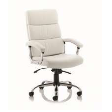 Tillie Bonded Leather Executive Chair In White With Chrome Base - UK
