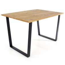 Tilston Large Wooden Rectangular Dining Table In Oak And Black - UK