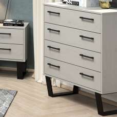Tilston Wide Wooden Chest Of 4 Drawers In White And Black - UK