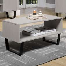 Tilston Wooden Coffee Table With Undershelf In White And Black - UK