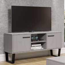 Tilston Wooden TV Stand With 2 Doors In White And Black - UK