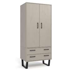 Tilston Wooden Wardrobe With 2 Doors 2 Drawers In White And Black - UK