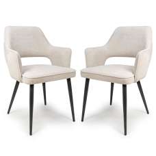 Tipton Natural Fabric Dining Chairs In Pair - UK