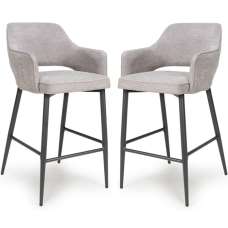 Tipton Pewter Fabric Bar Chairs In Pair - UK