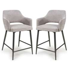 Tipton Pewter Fabric Counter Dining Chairs In Pair - UK