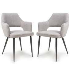 Tipton Pewter Fabric Dining Chairs In Pair - UK