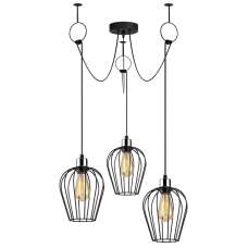 Titan Large 3 Light Metal Drop Ceiling Pendant Light in Black - UK