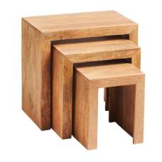 Tivat Mango Wood Nest Of 3 Tables In Light Mahogany - UK