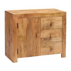 Tivat Mango Wood Sideboard 1 Door 3 Drawers In Light Mahogany - UK