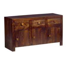Tivat Mango Wood Sideboard 3 Doors 3 Drawers In Dark Mahogany - UK