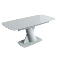 Tivori Large High Gloss Extending Dining Table In Light Grey With Glass Top - UK