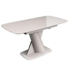 Tivori Small High Gloss Extending Dining Table In Taupe With Glass Top - UK