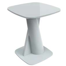 Tivori Square High Gloss Side Table In Light Grey With Glass Top - UK