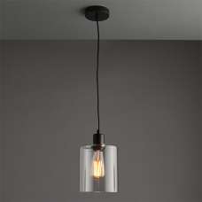 Toledo Clear Glass Shade Pendant Light In Matt Black - UK
