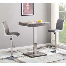 Topaz Concrete Effect Bar Table With 2 Ritz Grey White Stools - UK