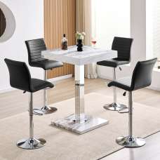 Topaz Filo Effect Gloss Bar Table With 4 Ripple Black Stools - UK