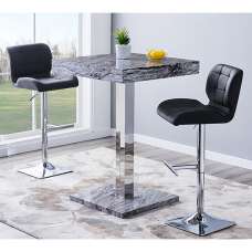 Topaz Melange Marble Effect Bar Table 2 Candid Black Stools - UK