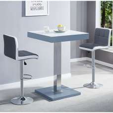 Topaz Glass White Grey Bar Table 2 Copez Grey White Stools - UK