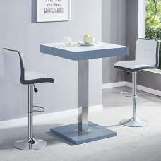 Topaz Glass White Grey Bar Table 2 Copez White Grey Stools - UK