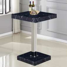 Topaz High Gloss Bar Table Square In Milano Marble Effect - UK