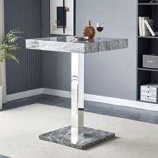 Topaz High Gloss Bar Table Square In Melange Marble Effect - UK