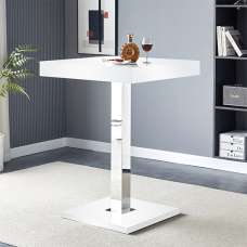 Topaz High Gloss Bar Table Square In White - UK