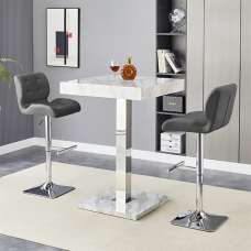 Topaz Magnesia Effect High Gloss Bar Table 2 Candid Grey Stools - UK