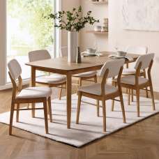 Topeka Brown Wooden Extending Dining Table With 6 Chairs - UK