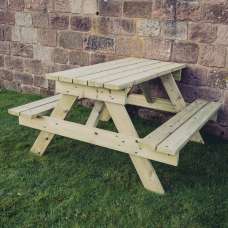 Topeka Small Wooden Picnic Dining Set In Natural - UK