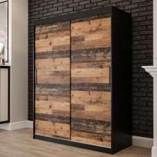 Topeka Wooden 150cm Wardrobe With 2 Sliding Doors In Dark Oak - UK