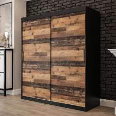 Topeka Wooden 180cm Wardrobe With 2 Sliding Doors In Dark Oak - UK