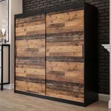Topeka Wooden 200cm Wardrobe With 2 Sliding Doors In Dark Oak - UK