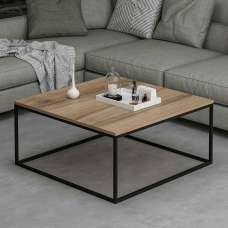Torano Square Wooden Coffee Table with Metal Frame in Walnut - UK