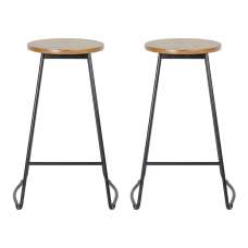 Torin Natural Wooden Bar Stools in Pair - UK