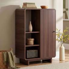 Torina Wooden Display Cabinet with 1 Door in Milano Walnut - UK
