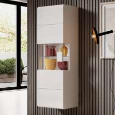 Torino High Gloss Display Cabinet Wall In White With LED - UK