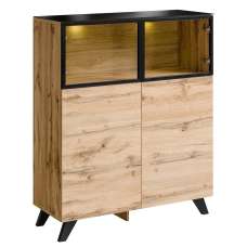 Torino Wooden Display Cabinet With 4 Doors In Wotan Oak - UK