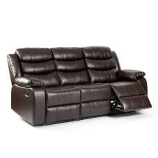 Torlix Faux Leather Recliner 3 Seater Sofa in Brown - UK