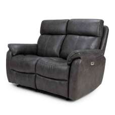 Torvani Faux Leather Electric Recliner 2 Seater Sofa in Dark Grey - UK