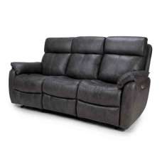Torvani Faux Leather Electric Recliner 3 Seater Sofa in Dark Grey - UK