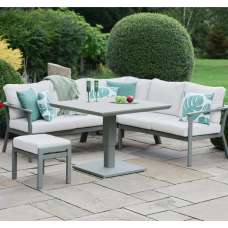 Tosano Garden Ceramic Glass Stone Top Square Adjustable Dining Set in Sage Green and Cream - UK