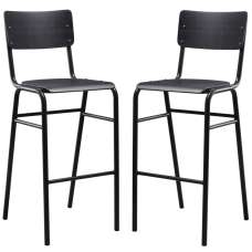 Toulouse Black Wooden Stacking Bar Stools In Pair - UK