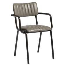 Toulouse Faux Leather Stacking Armchair In Vintage Dark Grey - UK