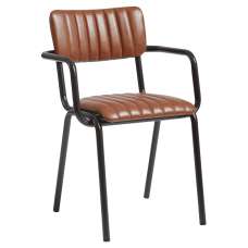Toulouse Faux Leather Stacking Armchair In Vintage Tan - UK