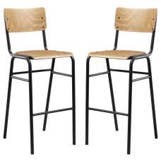 Toulouse Oak Wooden Stacking Bar Stools In Pair - UK