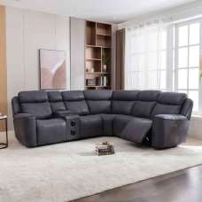 Toxen Faux Leather Fabric Electric Recliner Corner Sofa in Grey - UK