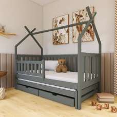 Tracy Wooden Day Bed With Foam Mattress And Trundle In Graphite - UK