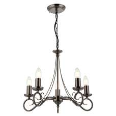 Trafford 5 Lights Ceiling Pendant Light In Antique Silver - UK