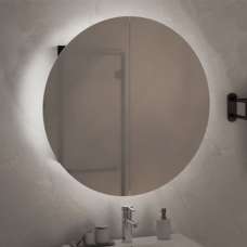 Trail Medium Bathroom Mirrored Cabinet In Black With LED - UK