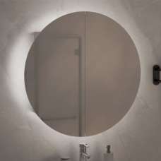 Trail Medium Bathroom Mirrored Cabinet In White With LED - UK